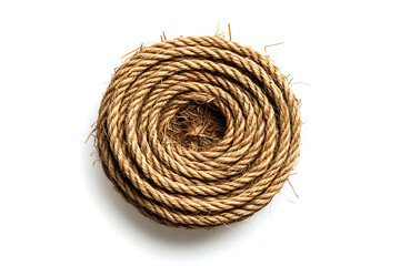 Intricate coil of natural brown rope, a symbol of strength, connection, and nautical adventure, perfect for rustic designs and ocean themes