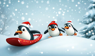 Fototapeta premium Christmas and New Year background with festive decorations, snowflakes, and holiday-themed elements. Ideal for greeting cards, invitations, and seasonal designs.