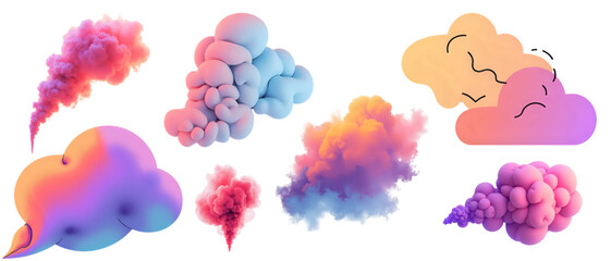 Illustration of colorful smoke clouds on a white backdrop