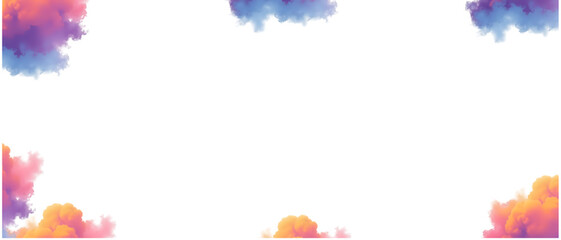 Watercolor clouds framing a white space in the center