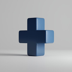 Obraz premium Modern Aesthetics Blue Cross: A 3D Rendered Geometric Sculpture as an Artistic Medical Symbol