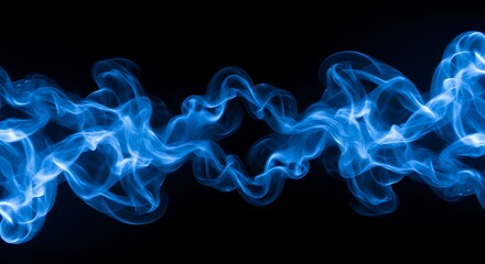Obraz premium Abstract blue smoke wave against black background for diverse applications