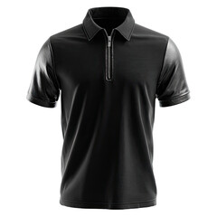 Black polo shirt, short sleeves, zipper