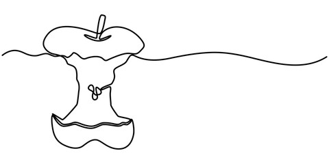 Apple continuous one line drawing minimal style simple outline fruit illustration. 