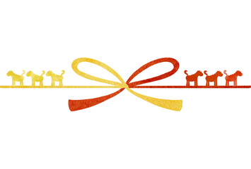 水彩風の蝶結びの水引きのイラスト