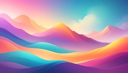 Colorful Mountain Landscape Painting.