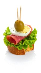 Delicious Appetizer Sandwich with Ham and Egg.