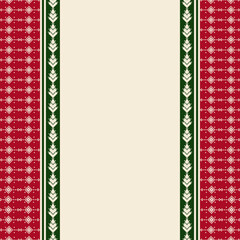 Festive Greeting Card Border with Geometric Red and Green Decoration