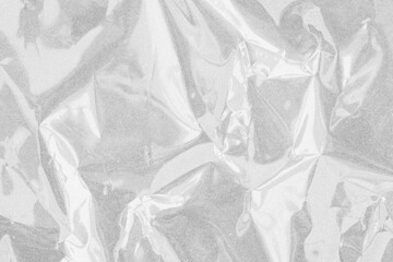 Plastic wrap transparent texture overlay effect. Polyethylene packaging of vinyl wrap or cd cover. Shrink crumpled plastic bag sleeve, package mockup illustration