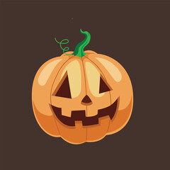 Halloween pumpkin with happy face vector cartoon Illustration.