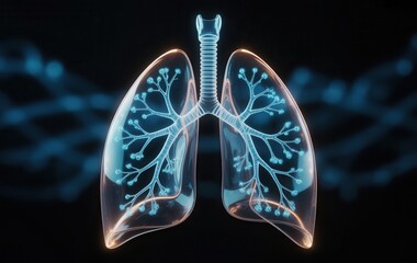 Stunning 3D rendering of human lungs, showcasing the respiratory system and intricate details for medical, science, and health presentations