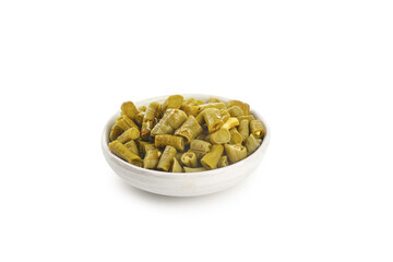 Pickled Capers in White Bowl Isolated on White Background - Mediterranean Cooking Ingredient