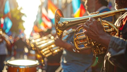 Brass Band Musicians Performing Outdoors.