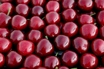 Fresh Red Cherries from Shandong China - Ripe Fruit Background