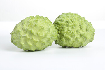 Fresh Green Custard Apples Sugar Apples Tropical Exotic Fruit White Background