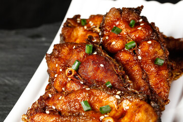 Shanghai Smoked Fish Chen Specialty - Traditional Chinese Cuisine with Scallions and Sesame Seeds