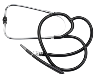 Top-View Stethoscope on White Background Isolated on Transparent Background PNG