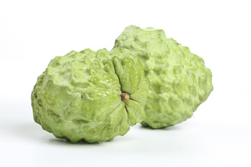 Fresh Custard Apple Fruits Isolated on White Background - Taiwan Tropical Exotic Fruit