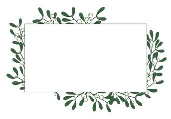 Elegant Mistletoe Frame for Holiday Cards.