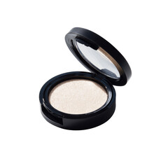Open compact powder, light beige, circular, black case