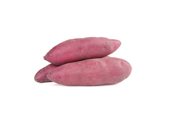 Fresh Raw Sweet Potatoes Isolated on White Background - Healthy Organic Root Vegetables
