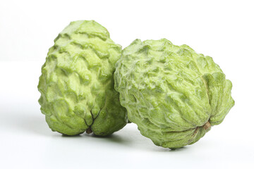 Fresh Custard Apple Fruits on White Background - Tropical Asian Produce