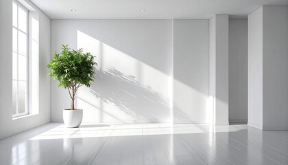 Bright White Room Minimalist Interior Design.
