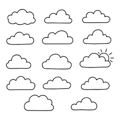 Simple cloud icons collection for weather forecast sky illustration and digital design