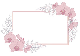 Elegant Pink Orchid Floral Frame Design.