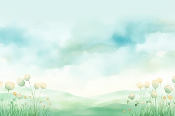 Green field with flower pastel sky backgrounds outdoors nature.