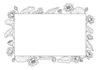 Elegant Lotus Flower Frame Illustration.