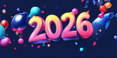 2026 New Year background with bright, vibrant colors