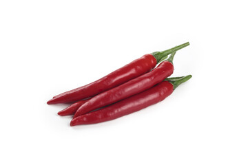 Fresh Red Sichuan Chaotianhao Chili Peppers on White Background