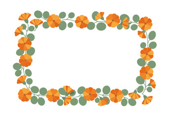 Orange Flower Frame Border Design.