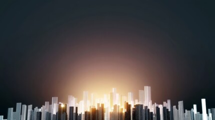Cityscape Glow Abstract Background - Abstract cityscape with a glowing center on a dark background, perfect for modern designs and conceptual visuals