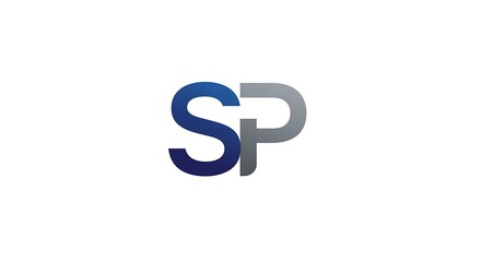 Obraz premium Abstract logo design blue and gray letters sp on white background