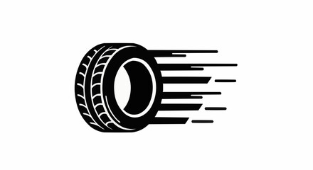 Dynamic tire icon showcasing speed and movement, perfect for automotive designs, racing themes, and transportation concepts, originally a vector graphic