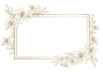 Elegant White Lily Floral Frame Border.