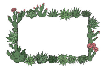 Various Succulents and Cacti Frame.