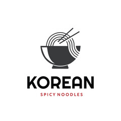 Noodle and Korean logo template 