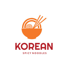 Noodle and Korean logo template 
