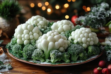 Plate of broccoli with mixed broccoli pieces.