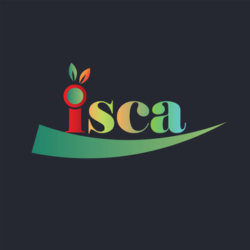 Elegant isca logo design with leaf accent and modern typography on dark background, symbolizing growth, innovation, and sustainable solutions