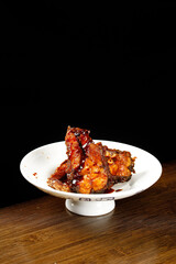 Shanghai Smoked Fish Specialties - Sweet and Sour Chinese Cuisine on White Plate