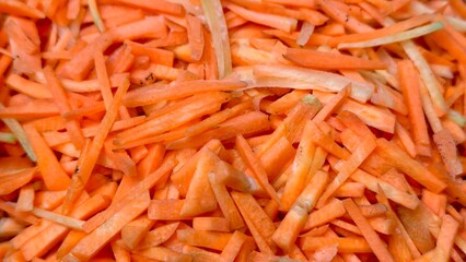 Julienned Carrots: A Freshly Prepared Vegetable, Carrot Sticks in Preparation for a Healthy Recipe