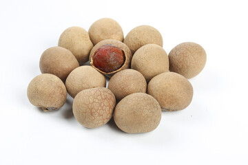 Longan Fruits from Yunnan and Putian China on White Background