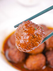 Braised Lion's Head Meatball with Chopsticks - Traditional Chinese Cuisine Special Banquet Dish