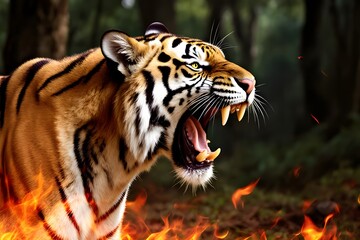 Fierce tiger roar (jungle)