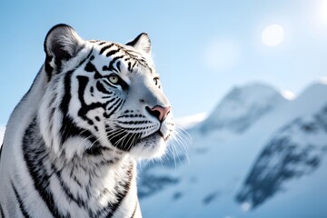 Naklejka premium white tiger in snow