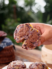 Traditional Chinese Shandong Eight Treasures Glutinous Rice Buns with Beans - Authentic Asian Sticky Rice Snacks